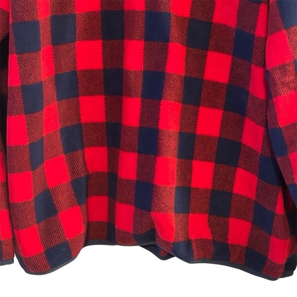 Lands' End Men's 3XL Red Buffalo Plaid Fleece Snap Neck Pullover Sweater - Picture 5 of 16